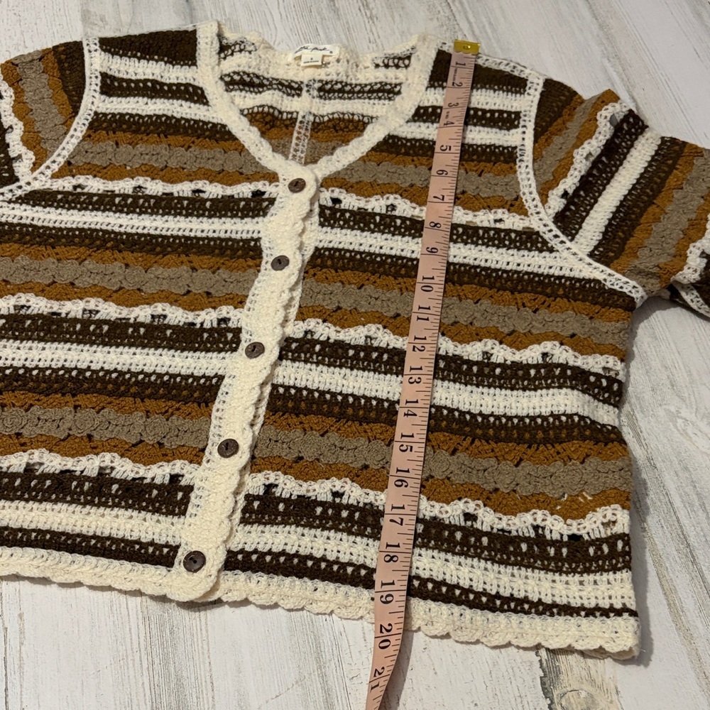 Ultra Pink Brown and Cream Striped Crochet Top - Picture 10 of 10